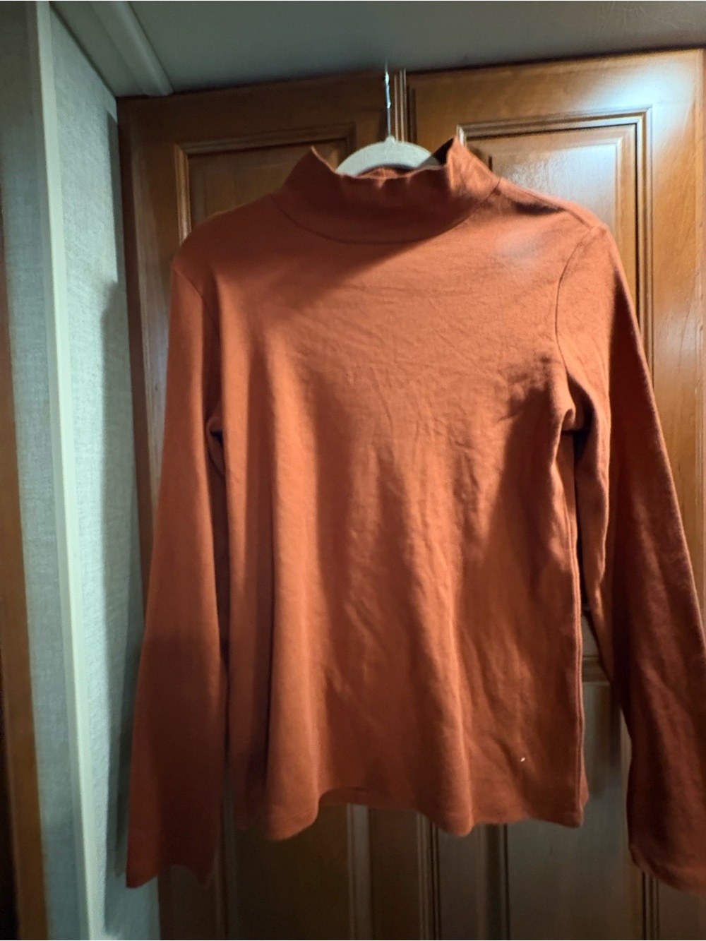 croft & barrow Women's Long Sleeve Mock Neck Top - Rust Orange